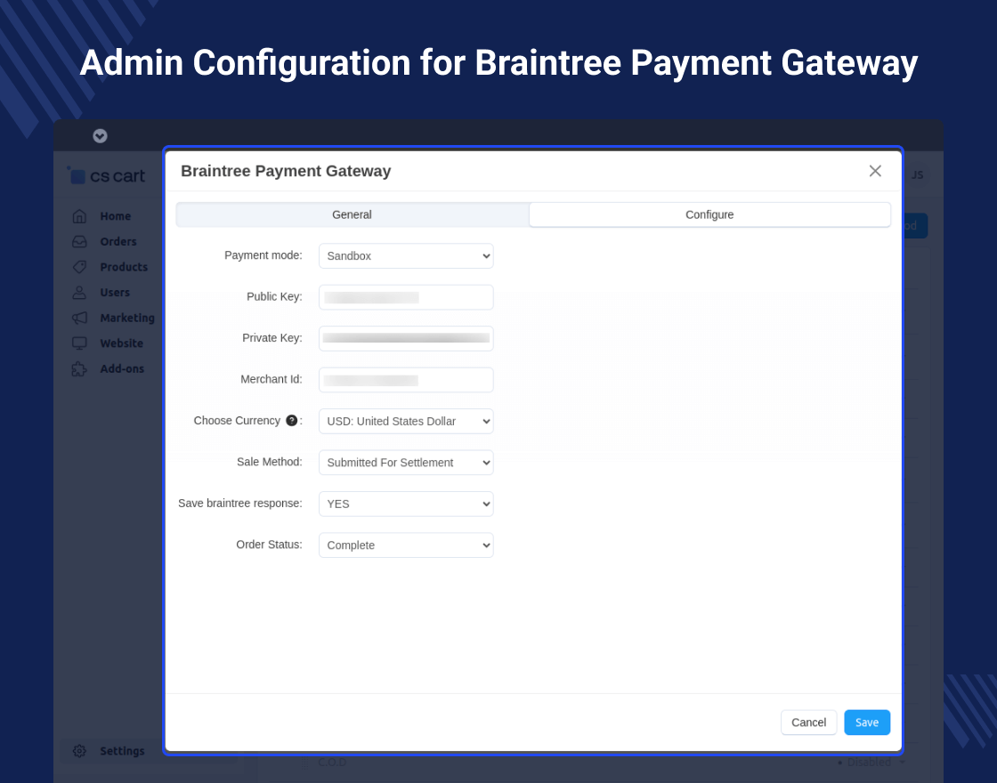 Cs-Cart Braintree Payment Gateway