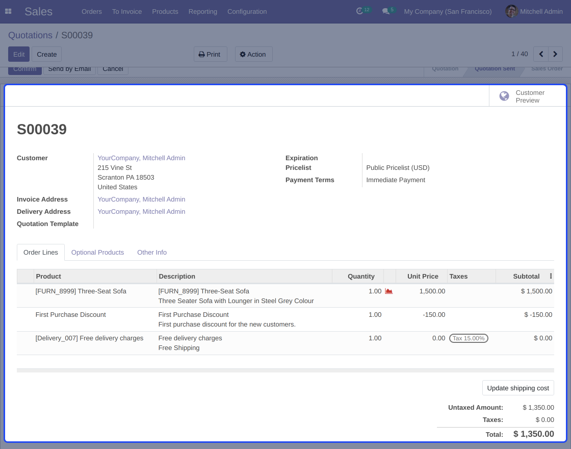 Odoo Website First Purchase Discount