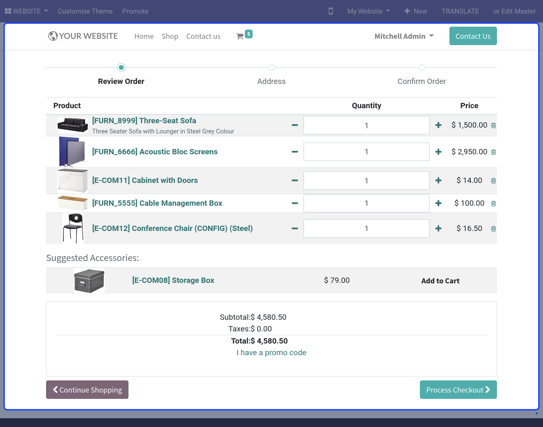 Odoo Website Product Collection