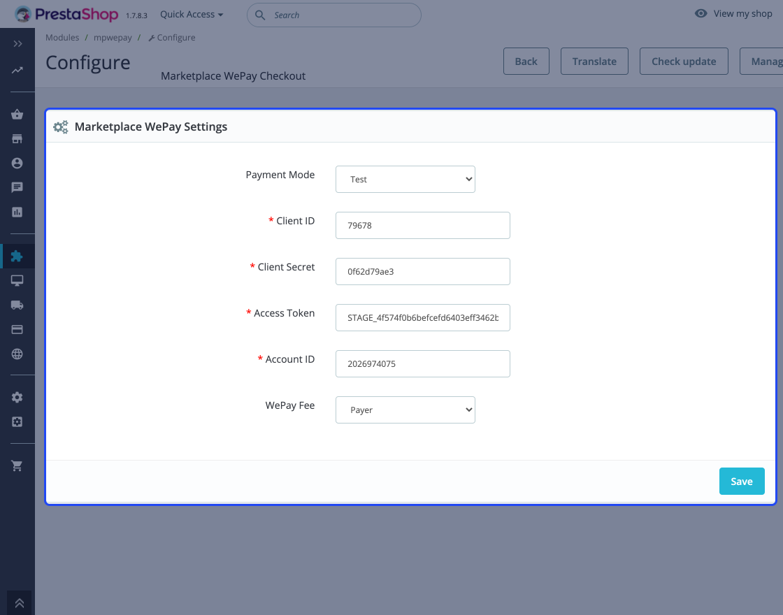 Prestashop Marketplace WePay Payment Gateway