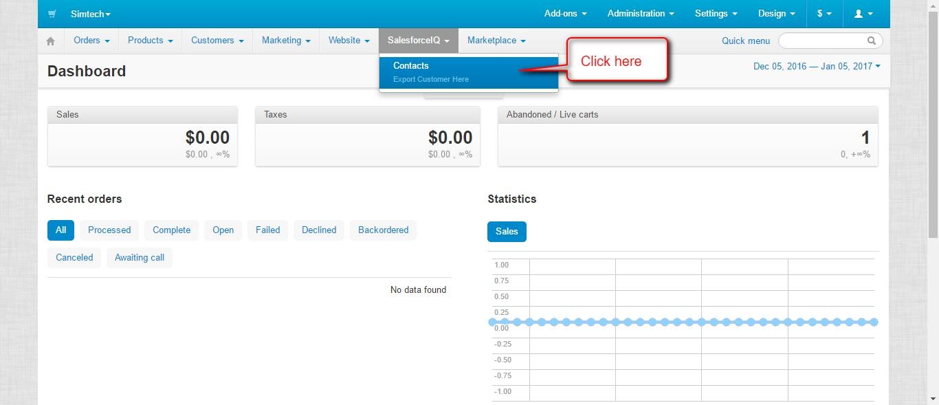 CS-Cart SalesforceIQ Connector