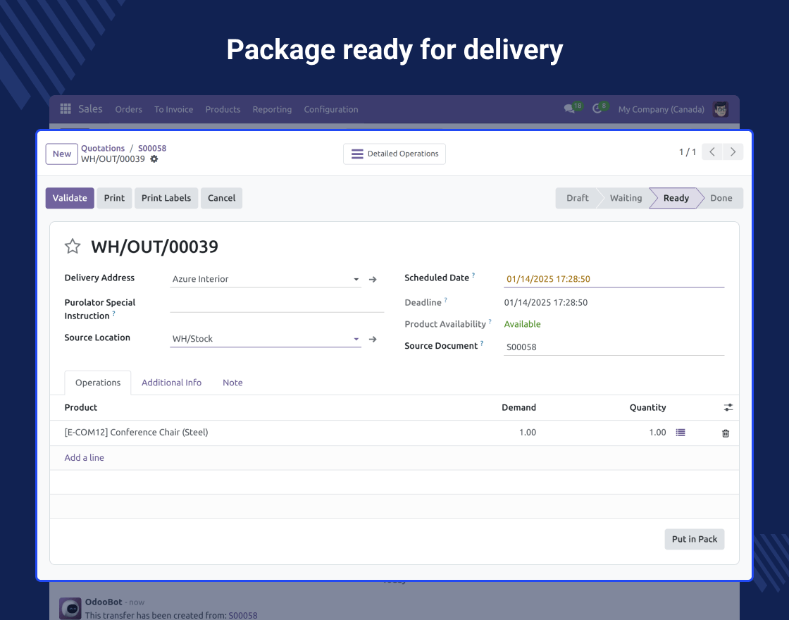 Odoo Purolator Shipping Integration