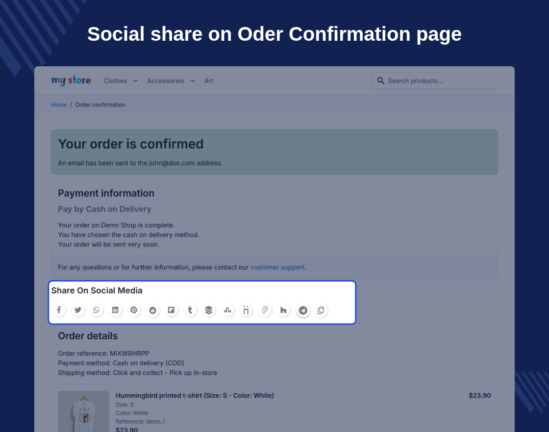 Prestashop Product and Order Social Share
