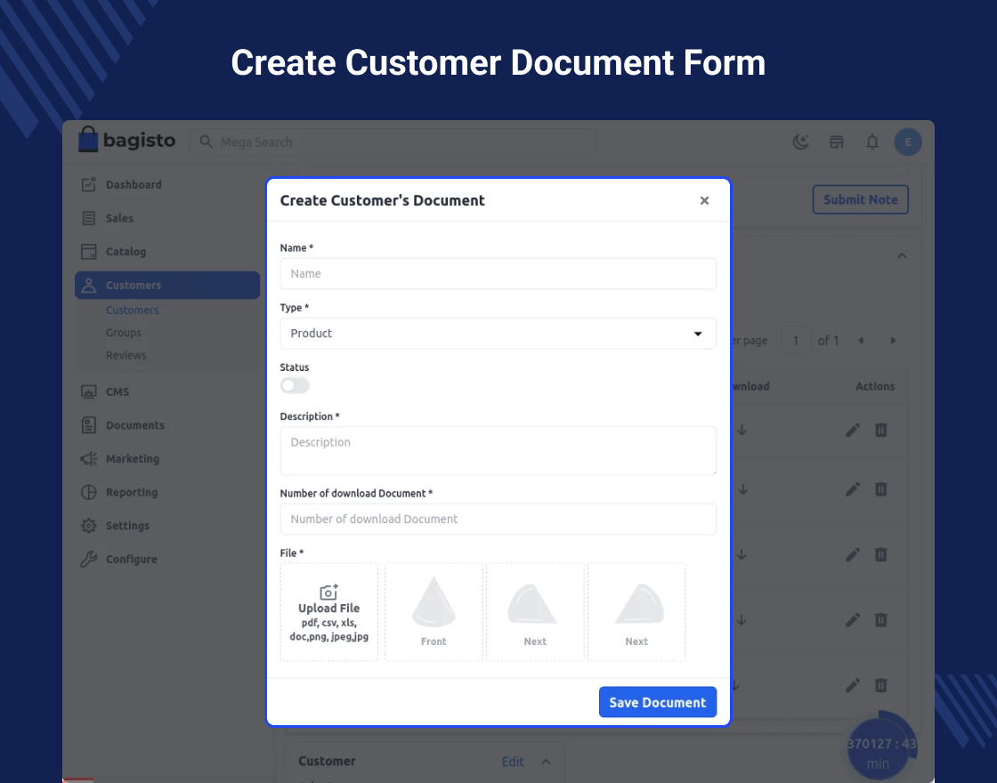 Laravel eCommerce Customer Document