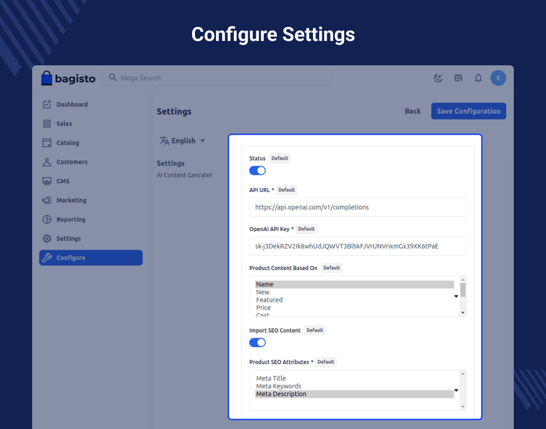 Bagisto ChatGPT Content Generator