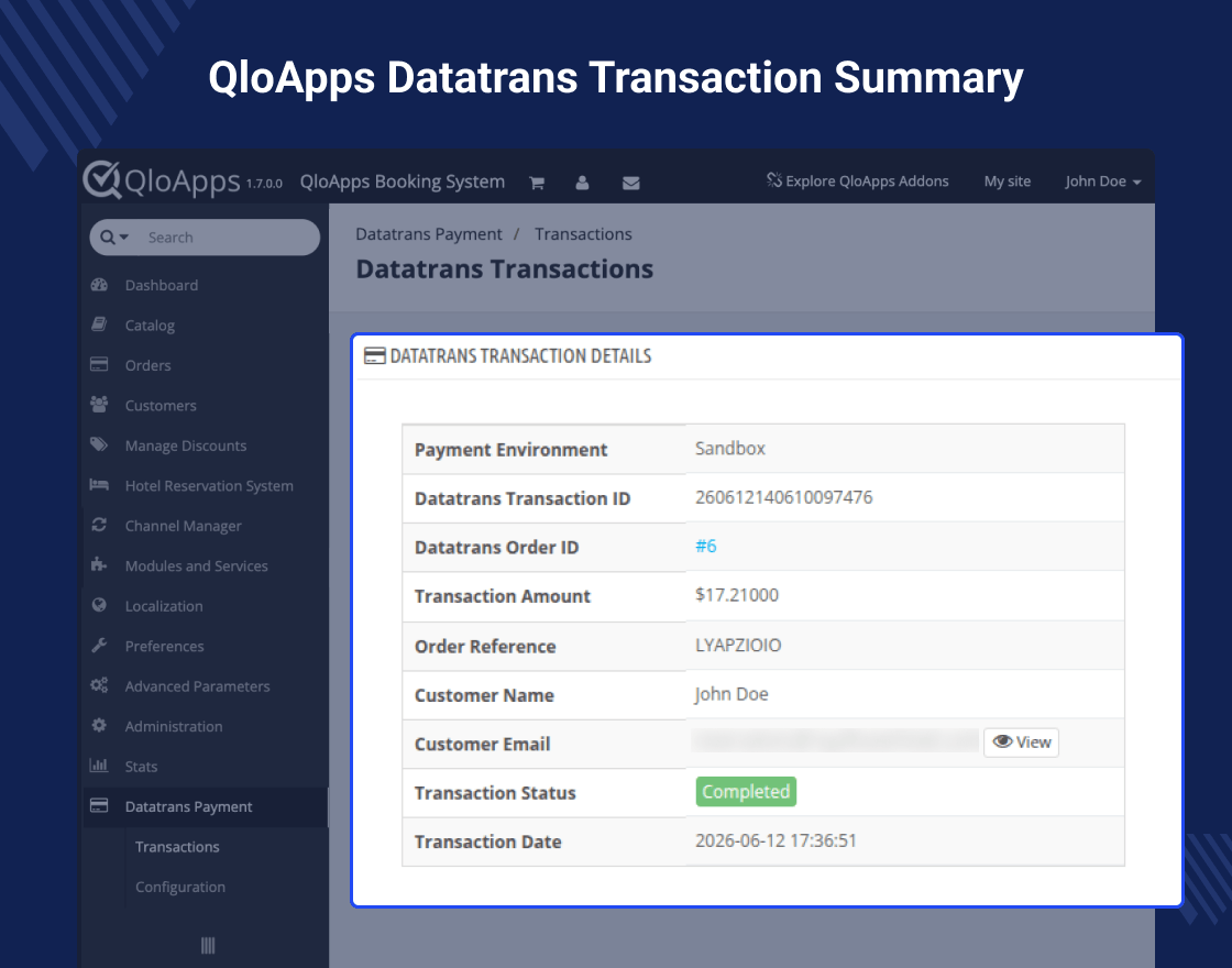 QloApps Datatrans Payment Gateway