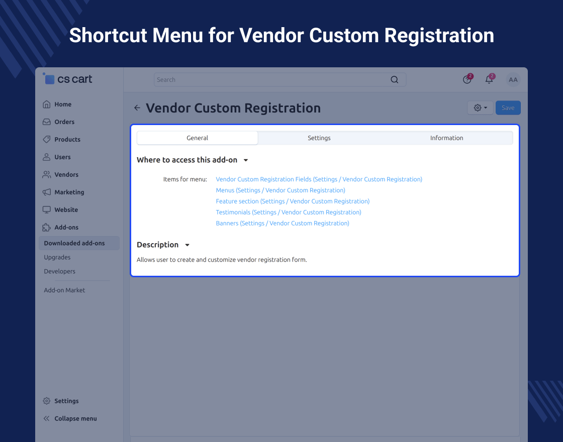 CS-Cart Vendor Custom Registration