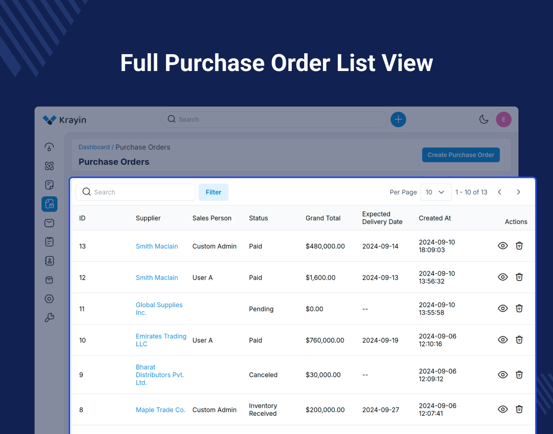 Krayin Purchase Order