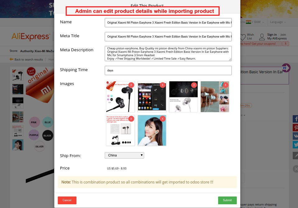 Odoo Aliexpress Dropshipping