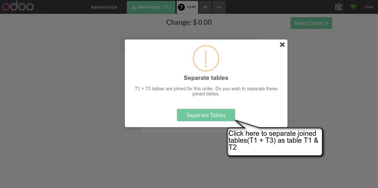 Odoo POS Restaurant Join Tables