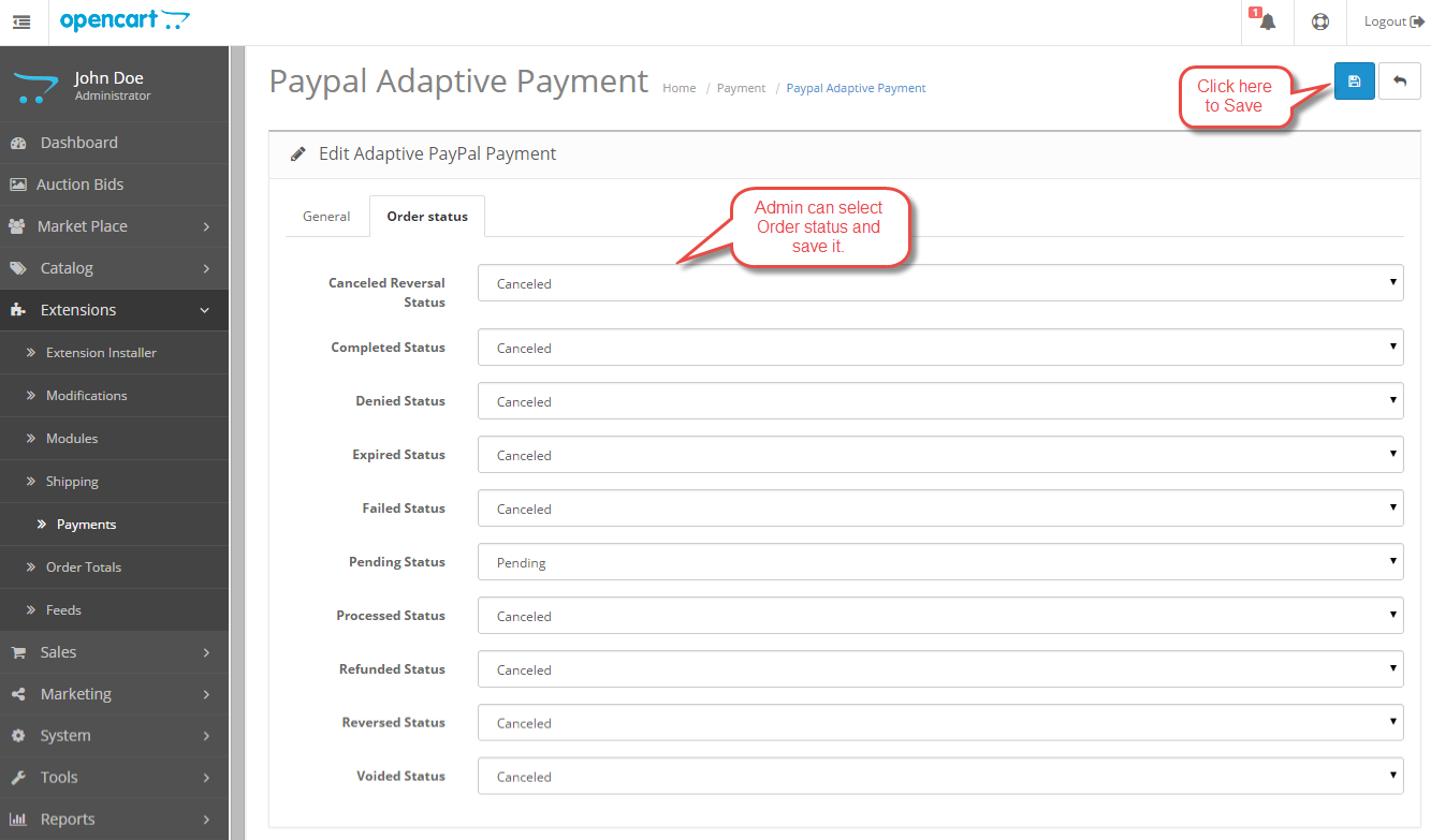 Opencart Marketplace Paypal Adaptive Payment & Cash On Delivery