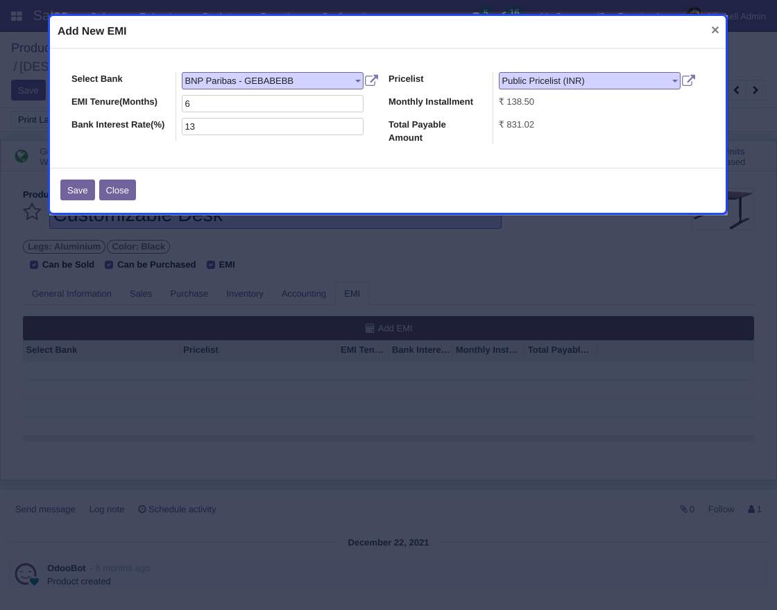Odoo EMI Calculation Pro