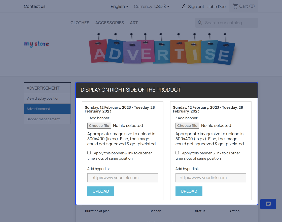 Prestashop Advertisement Addon