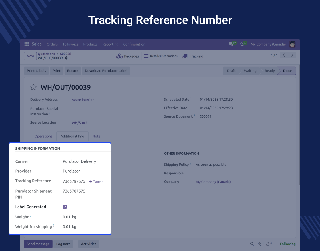 Odoo Purolator Shipping Integration