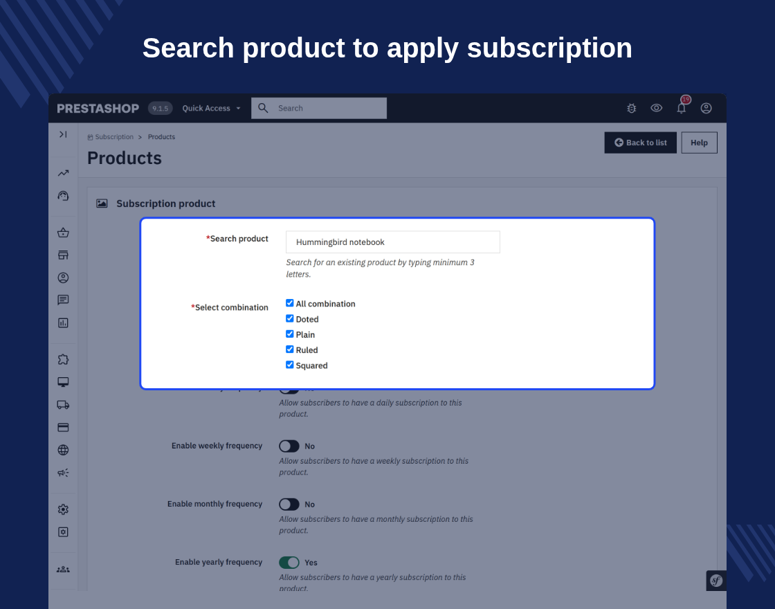 Prestashop Subscription Products