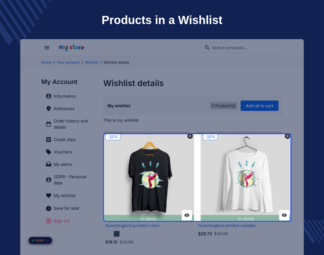 PrestaShop Product Wishlist