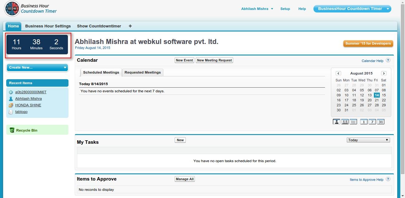 Salesforce Business Hour Countdown Timer
