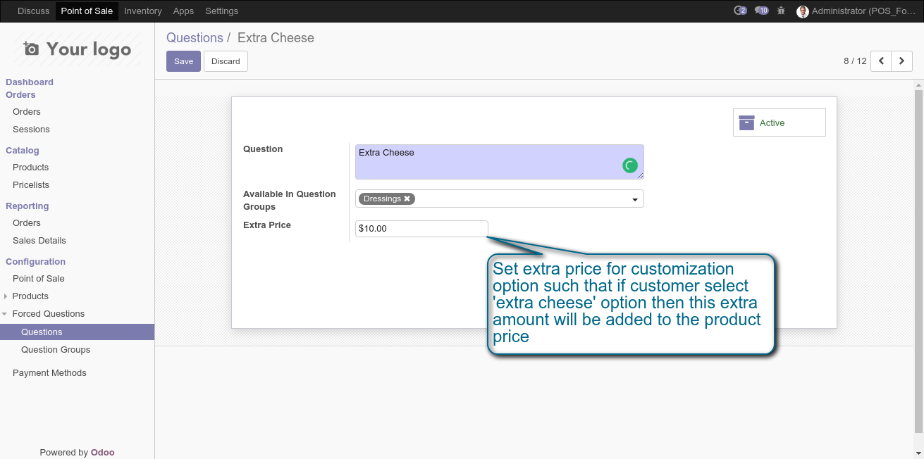 Odoo POS Order Customization