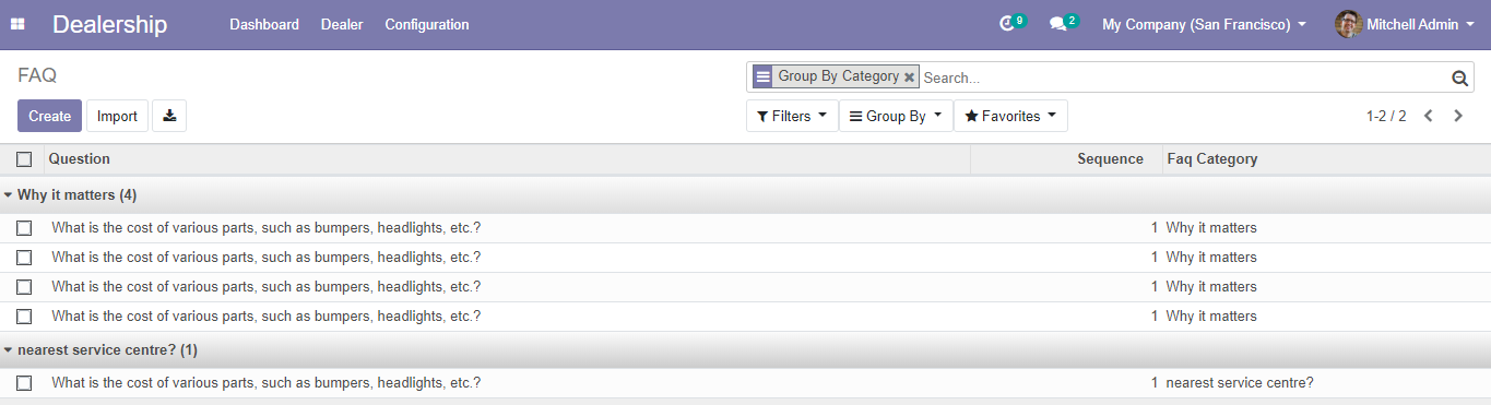Odoo Dealership Management