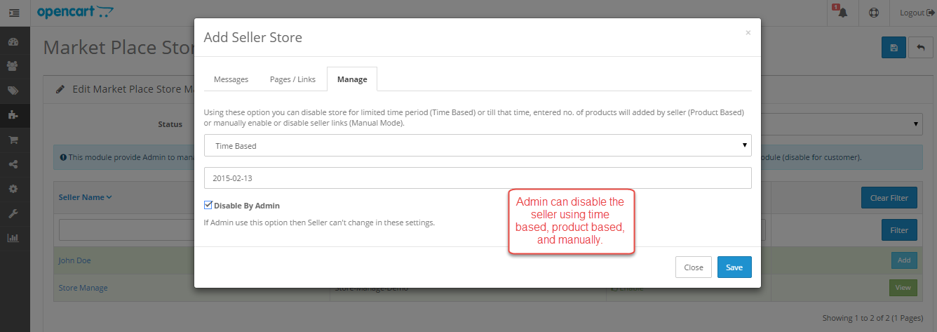 Opencart Marketplace Store Manage