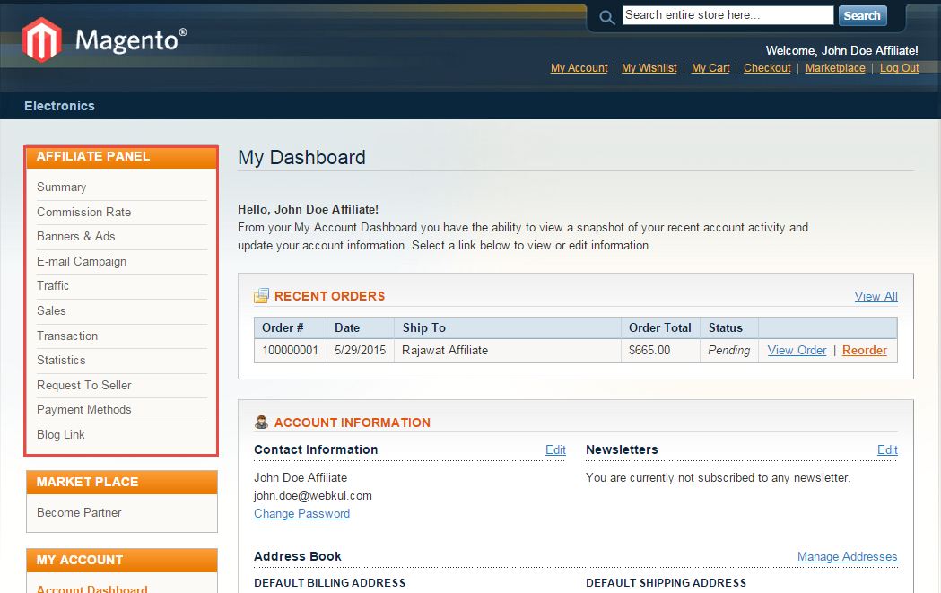 Marketplace Affiliate System For Magento (OpenMage)