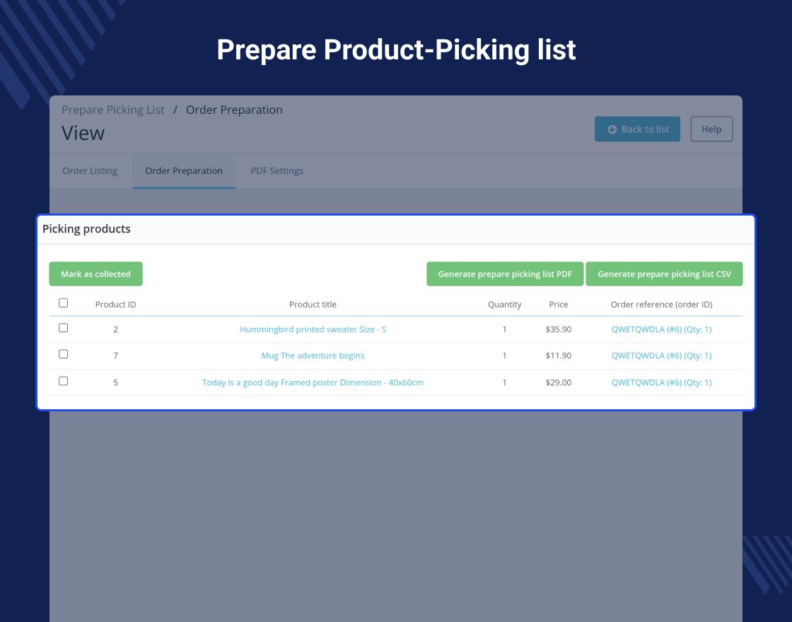 PrestaShop Prepare Picking List | Order Preparation