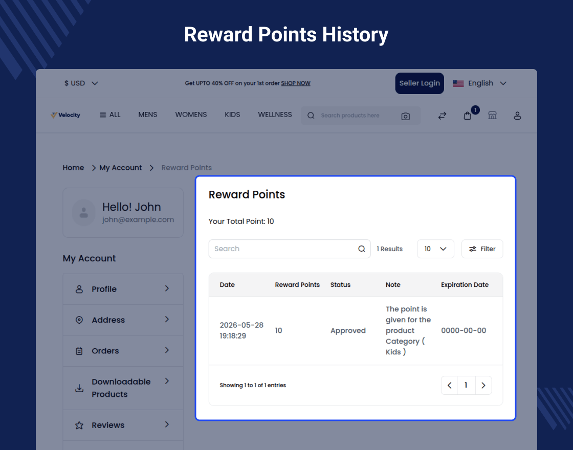 Bagisto Marketplace Reward Points