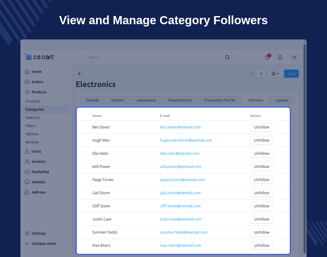 CS-Cart Follow Vendor And Category