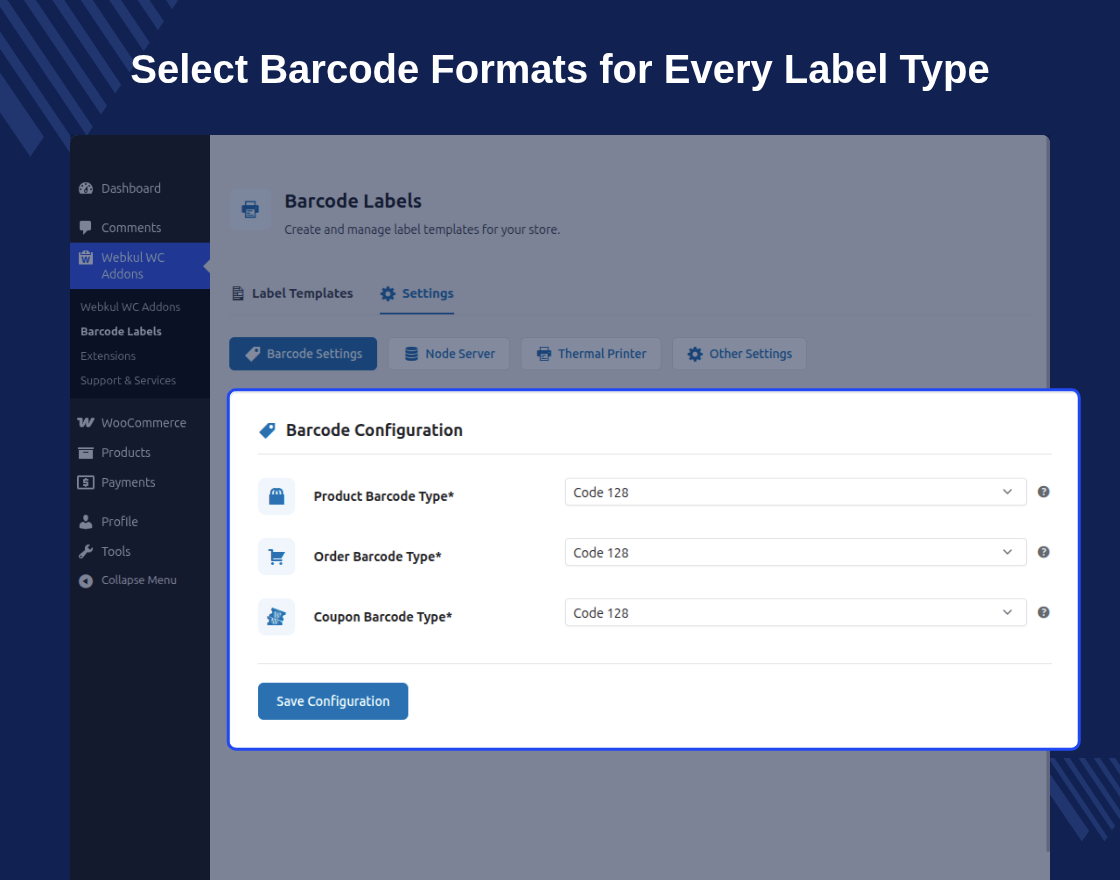 WooCommerce Barcode Labels for Products and Orders