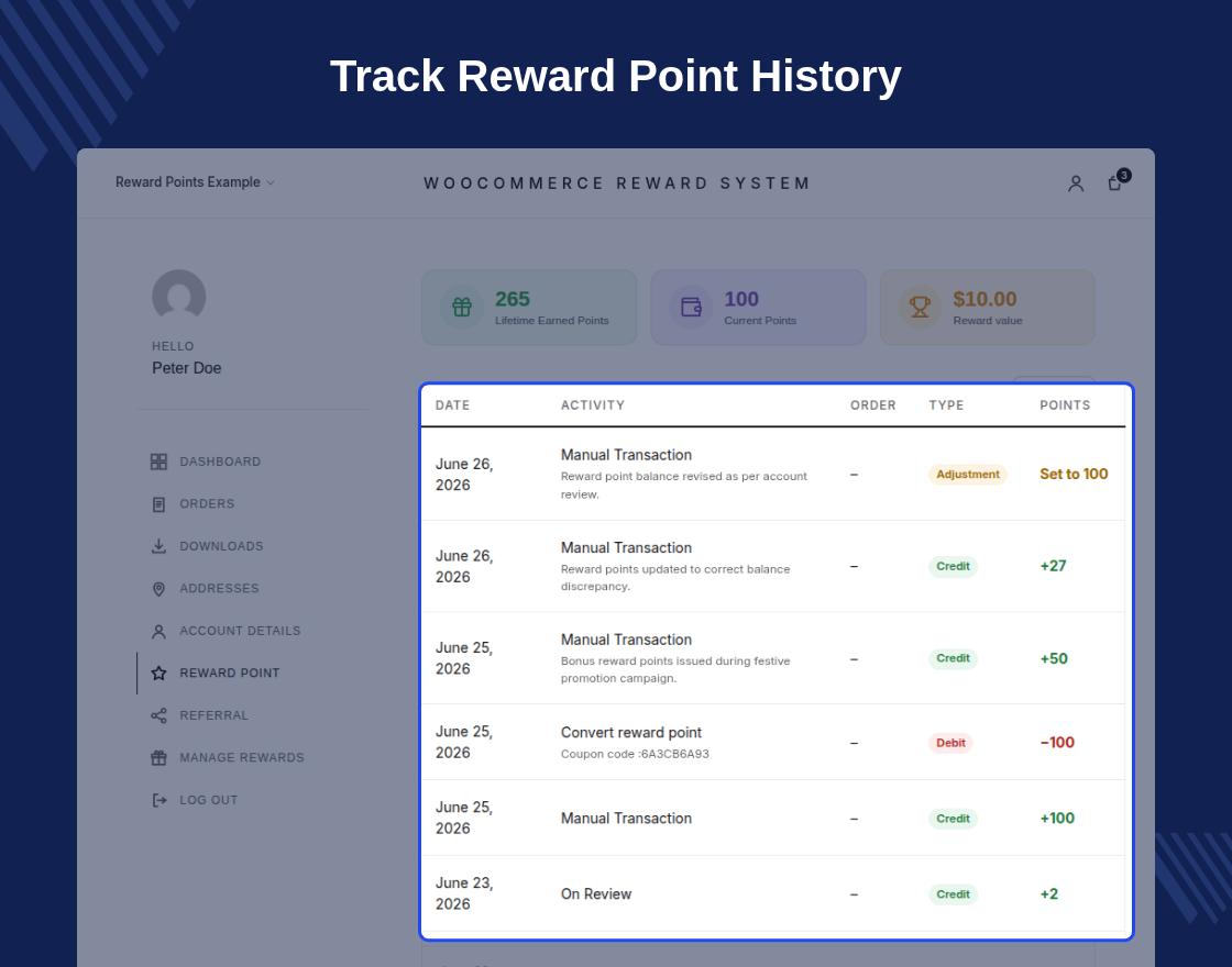 WooCommerce Reward System