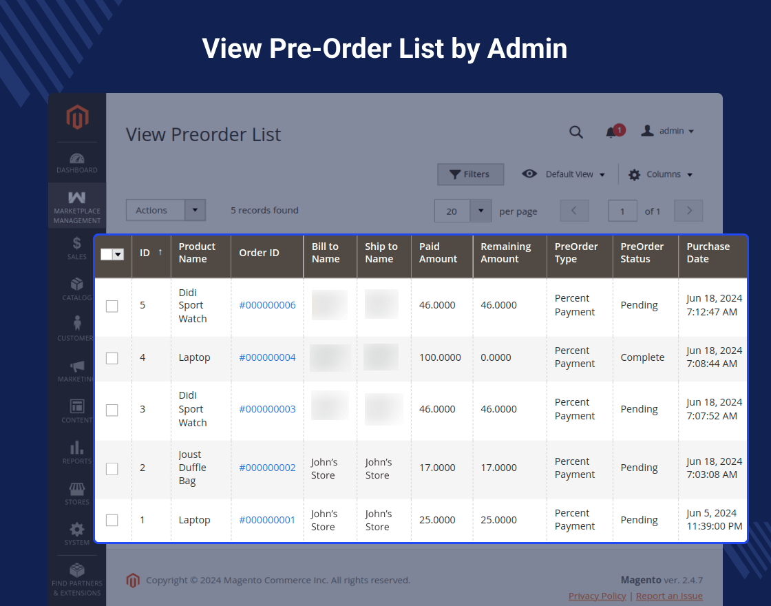 Magento 2 Pre-Order Marketplace Add-on
