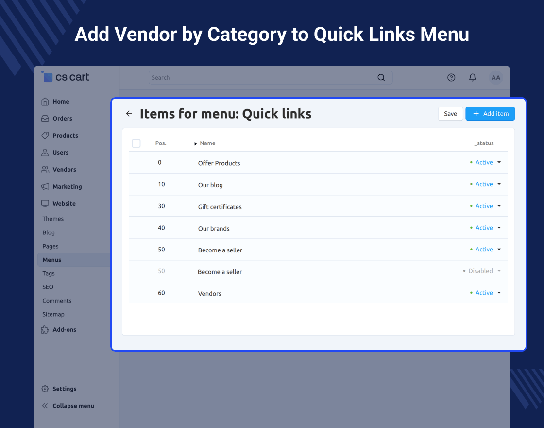 CS-Cart Advanced Vendor List