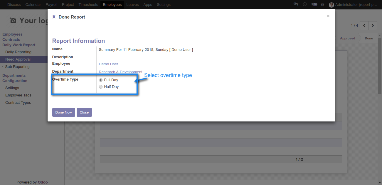 Odoo Employee Overtime Based On Work Reports