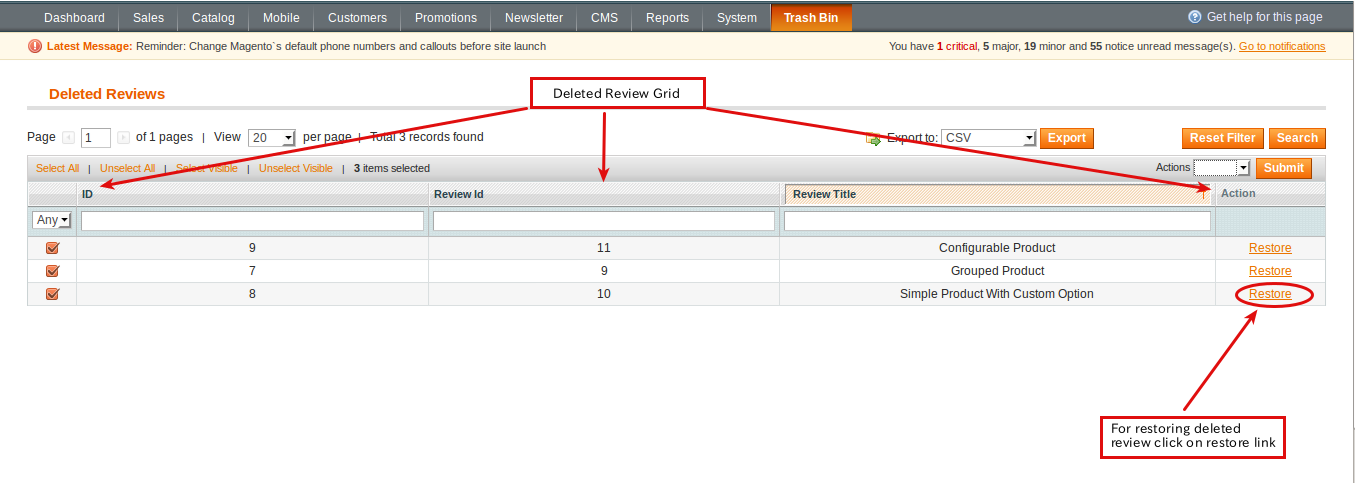 Magento (OpenMage) Trash Bin