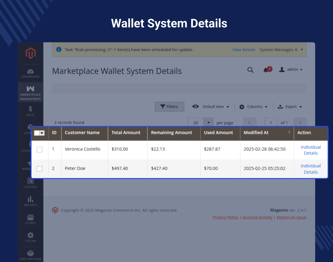 Magento 2 Multi Vendor Wallet