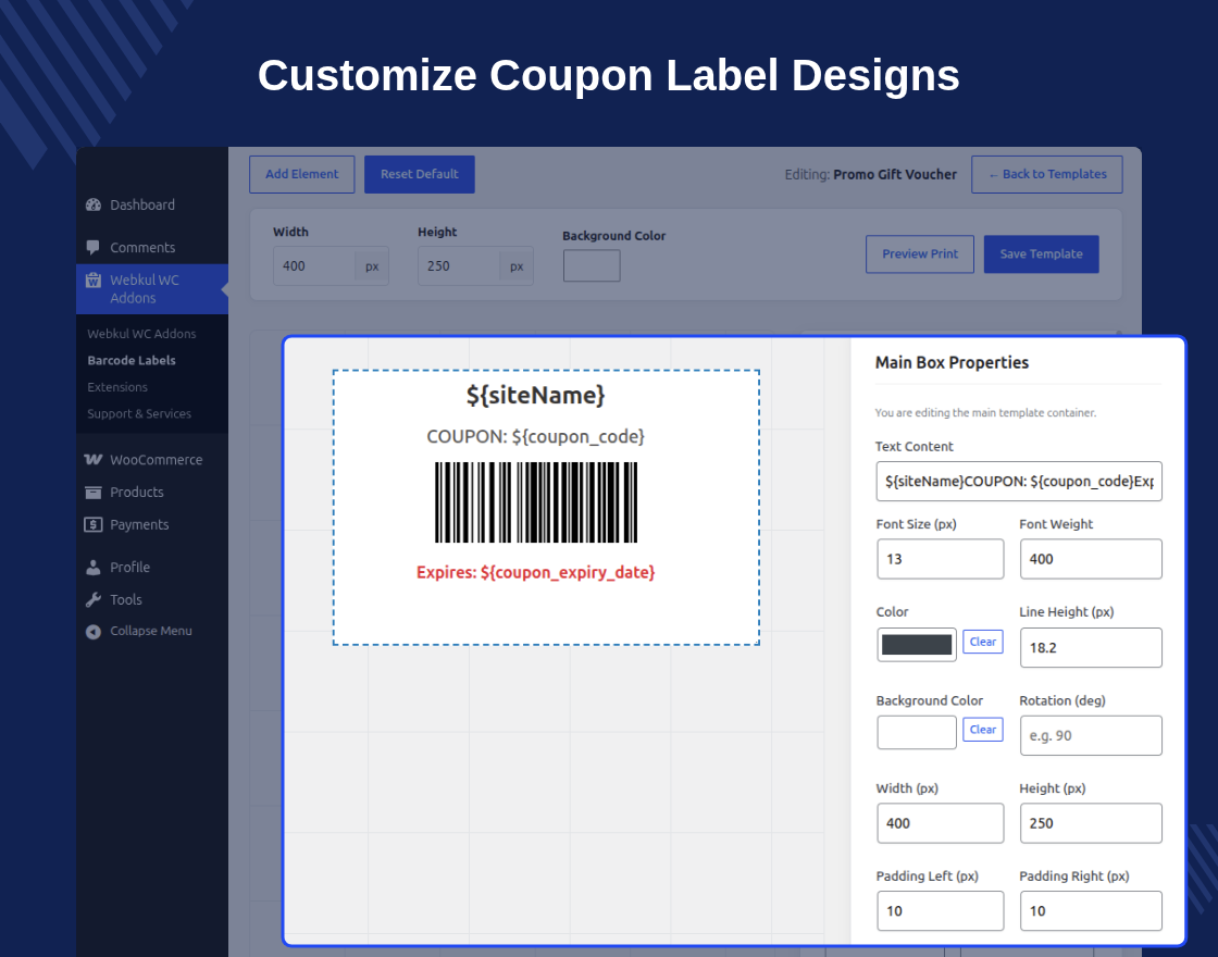 WooCommerce Barcode Labels for Products and Orders