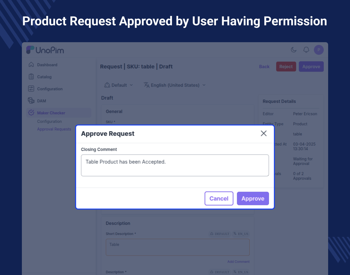 UnoPim Maker Checker Workflow‬