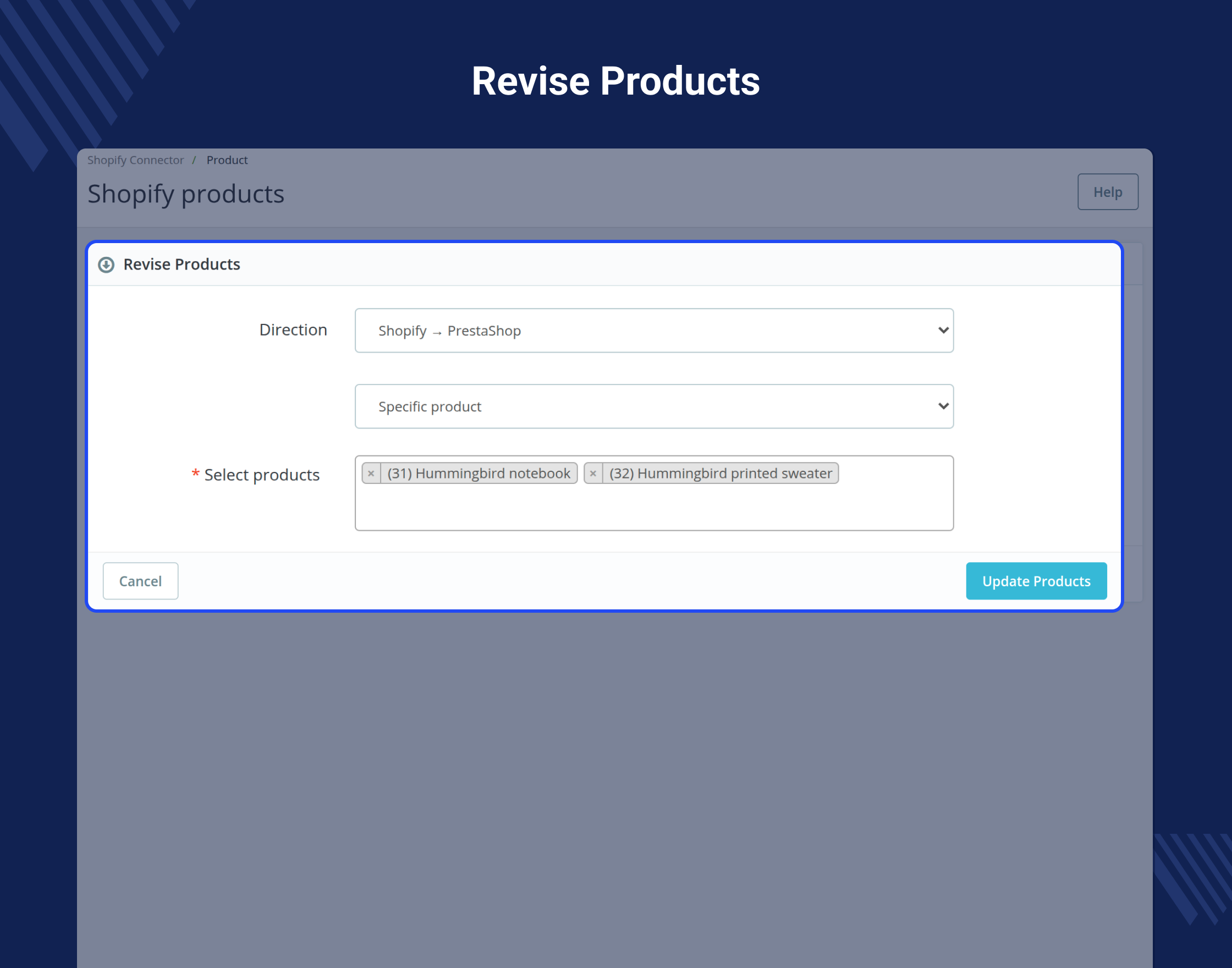 Prestashop Shopify Connector