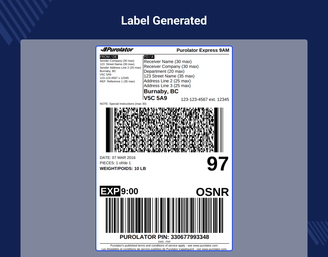 Odoo Purolator Shipping Integration