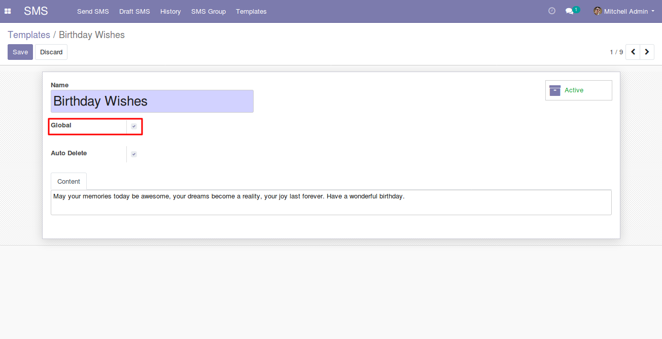 Odoo Nexmo SMS Gateway