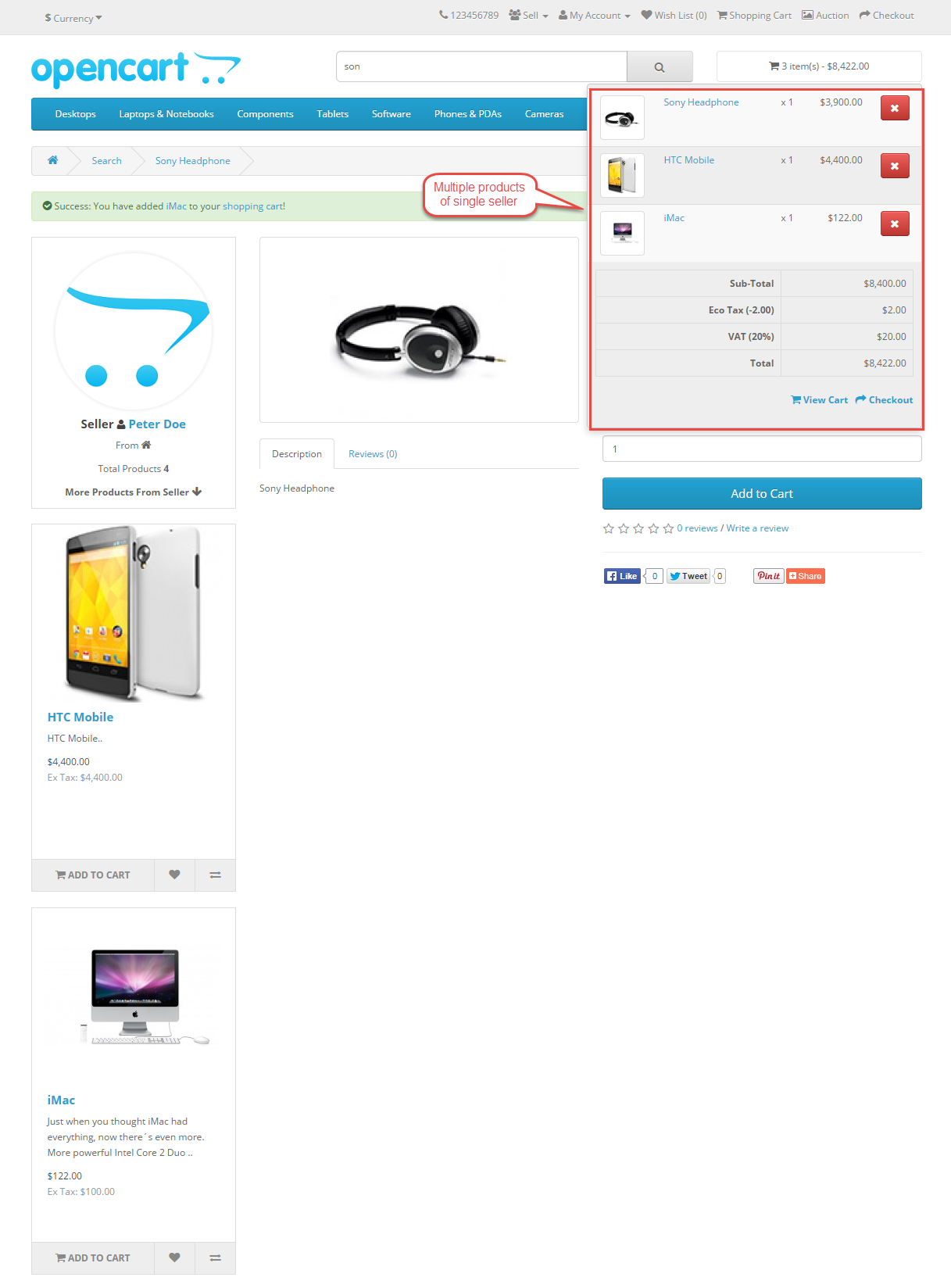 Opencart Marketplace Single Seller Checkout