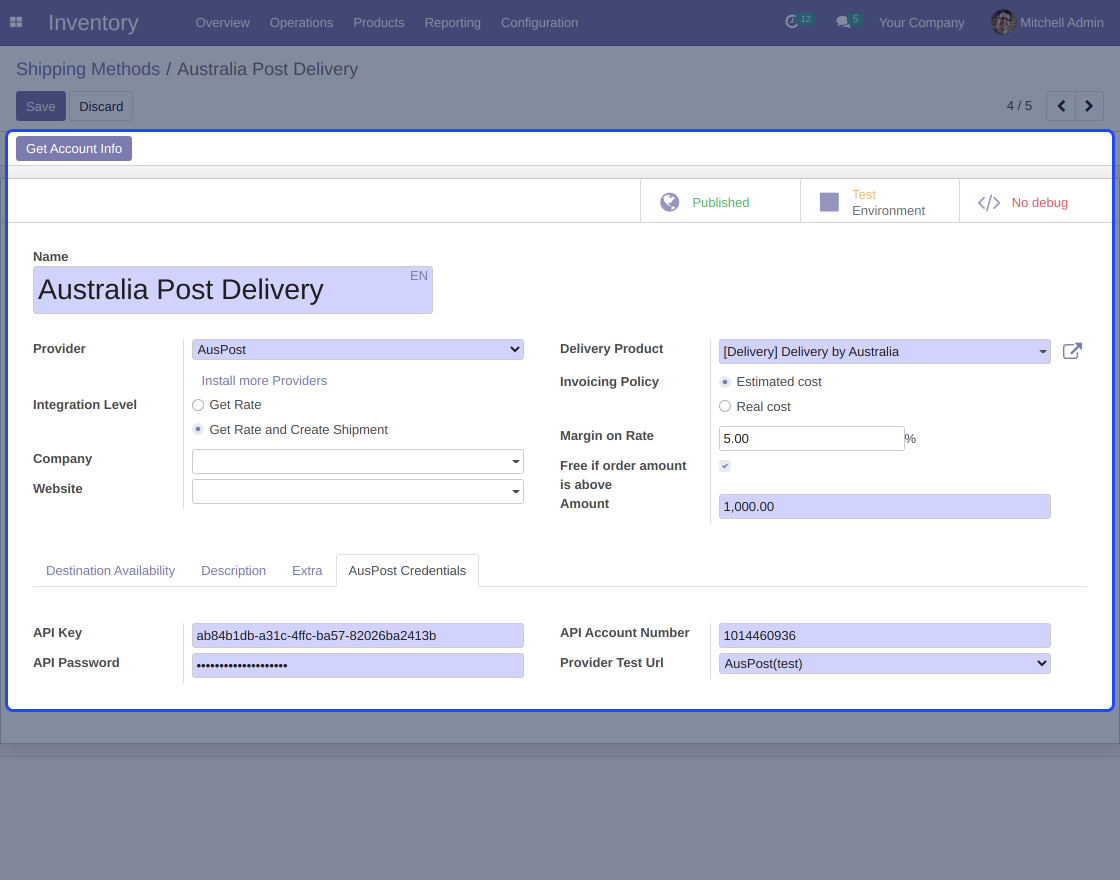 Odoo Australia Post Shipping Integration