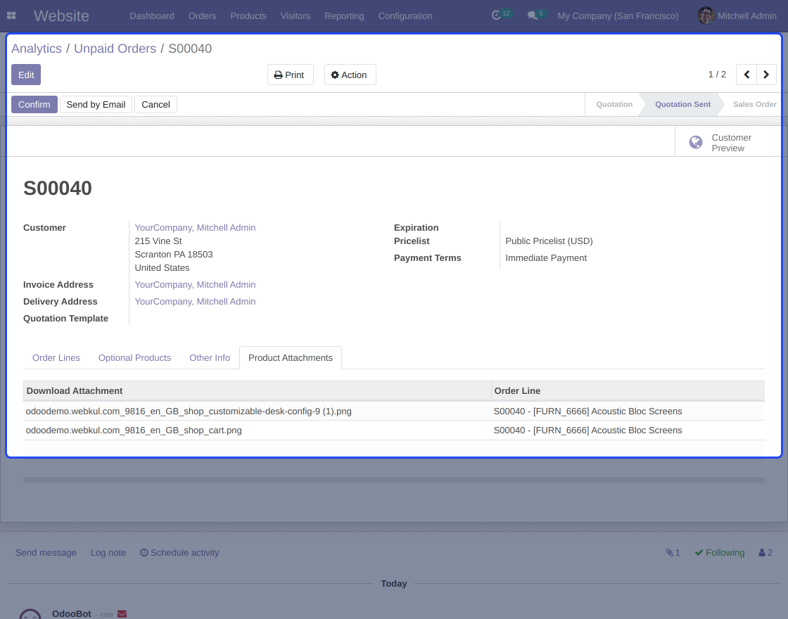 Odoo Website Product Files Upload