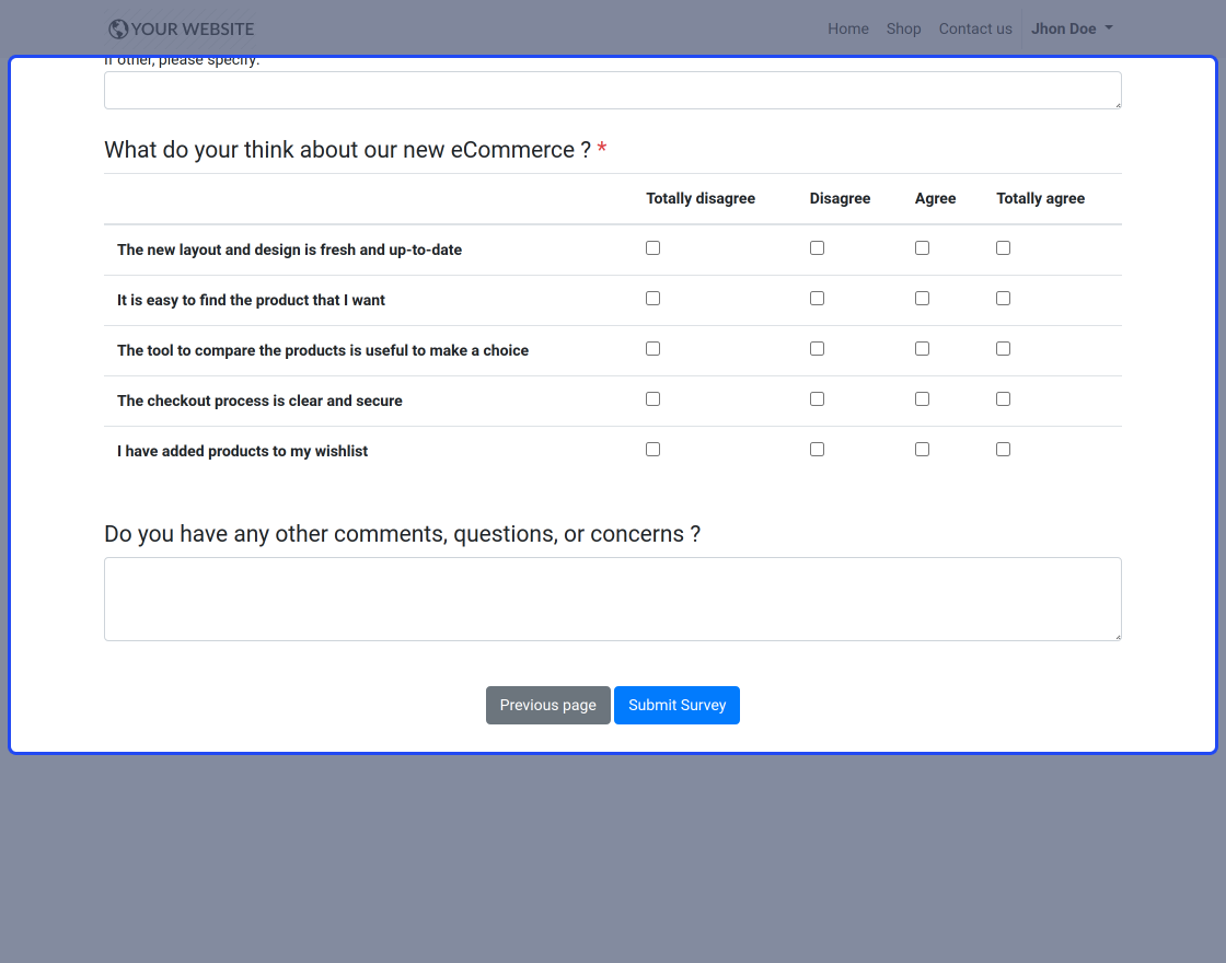 Odoo Survey After Signup