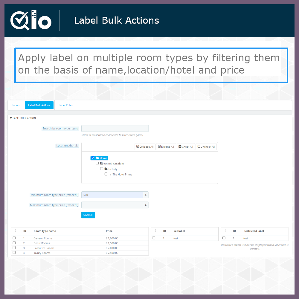 QloApps Room Type Labels