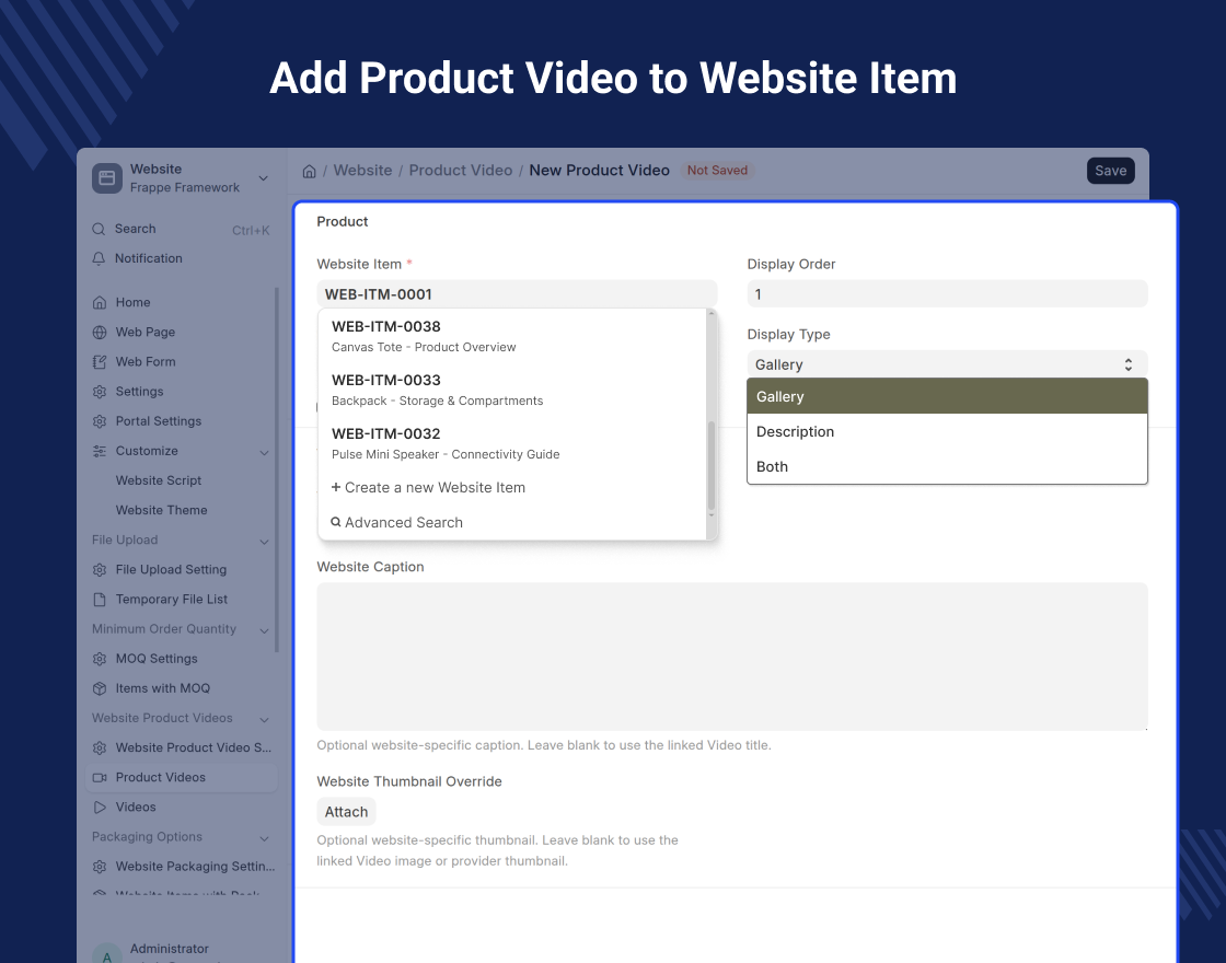 ERPNext Website Product Multi Videos