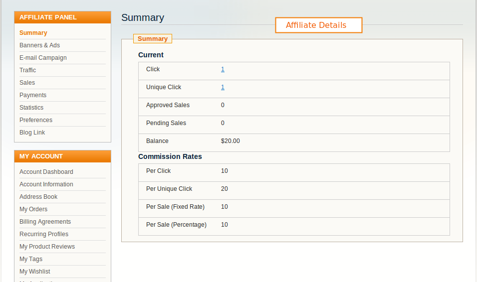 Magento (OpenMage) Affiliate System