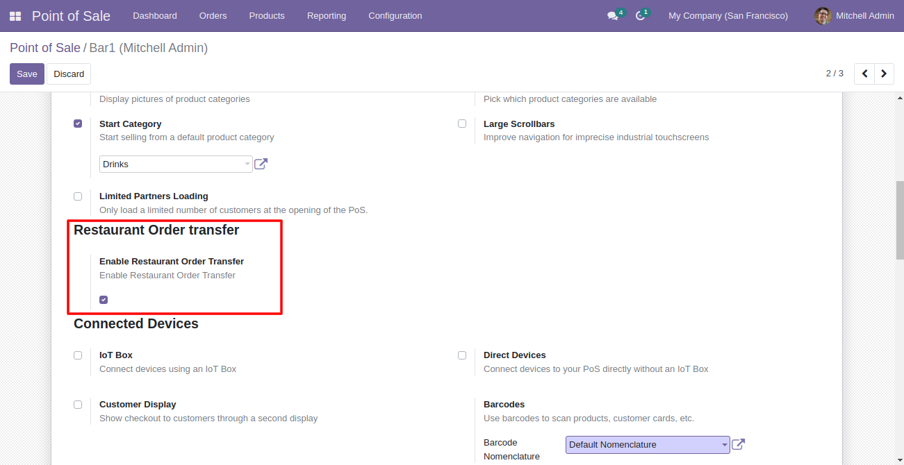 Odoo POS Restaurant Order Transfer
