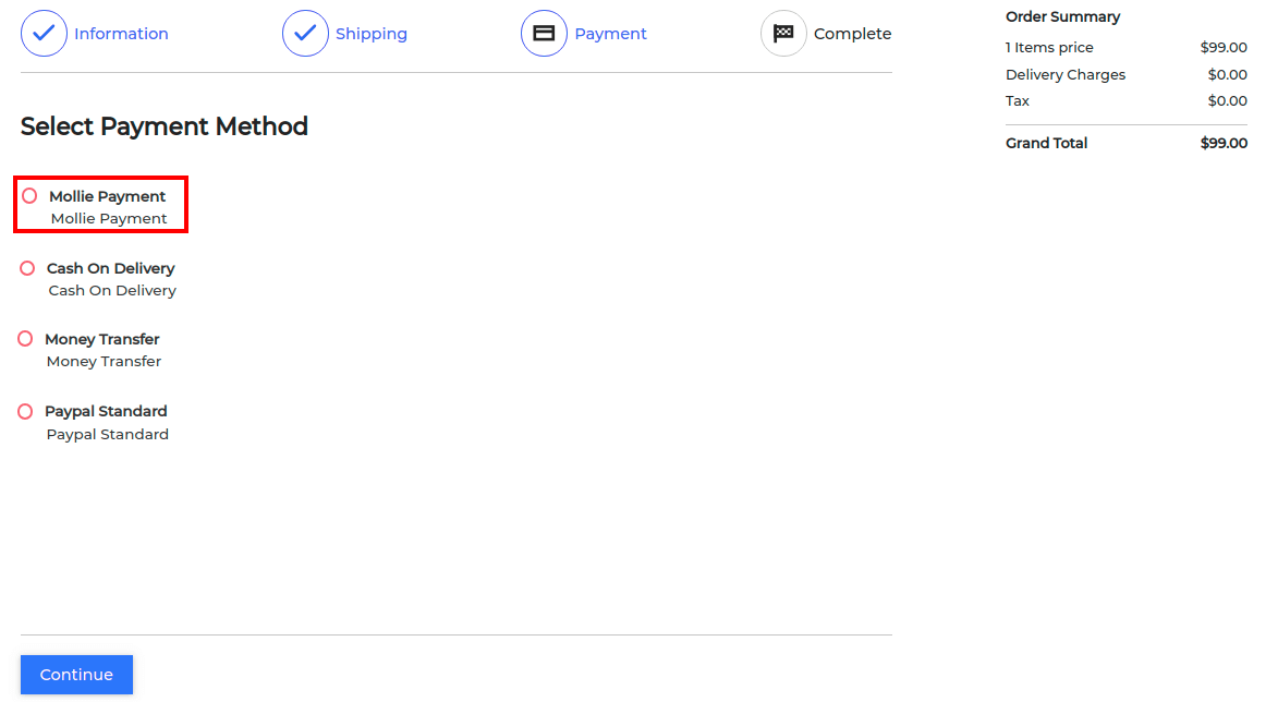 Laravel eCommerce Mollie Payment Gateway