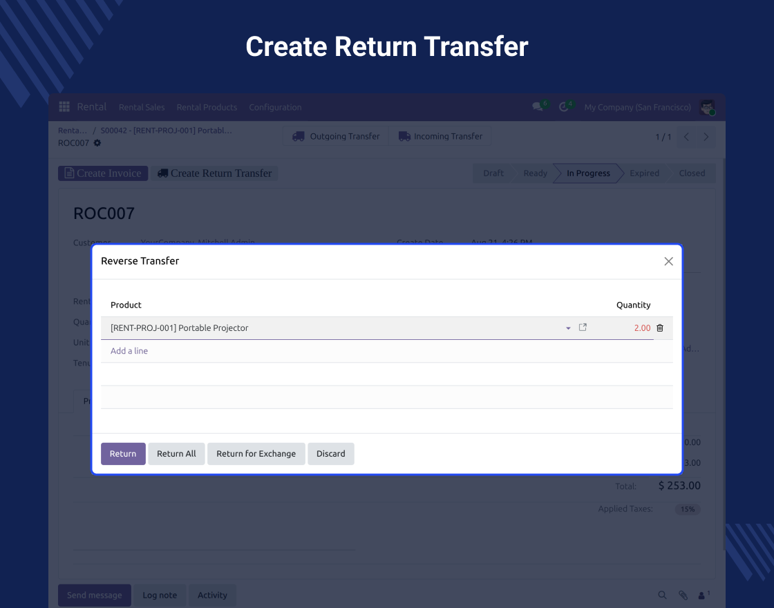 Odoo Rental Sale Management